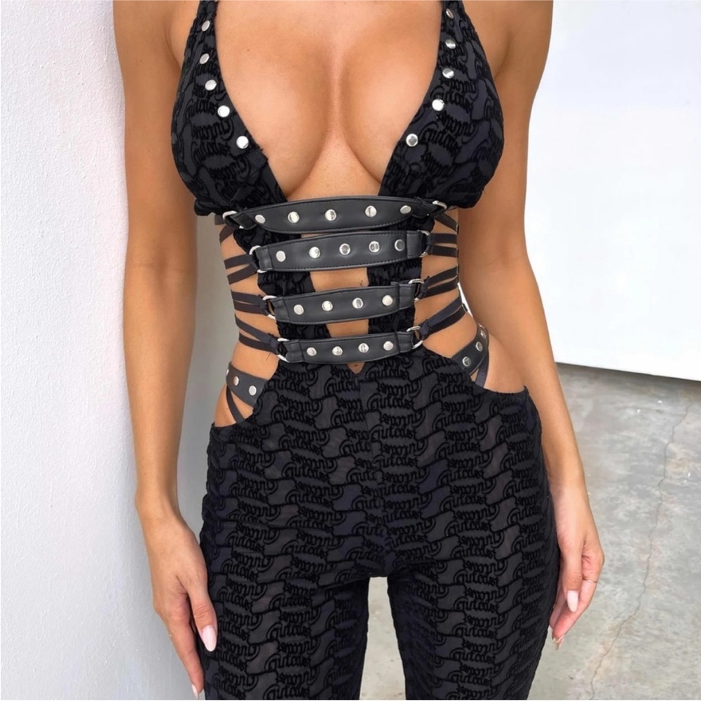 Outcast Palm Springs Black Strappy Jumpsuit / costume